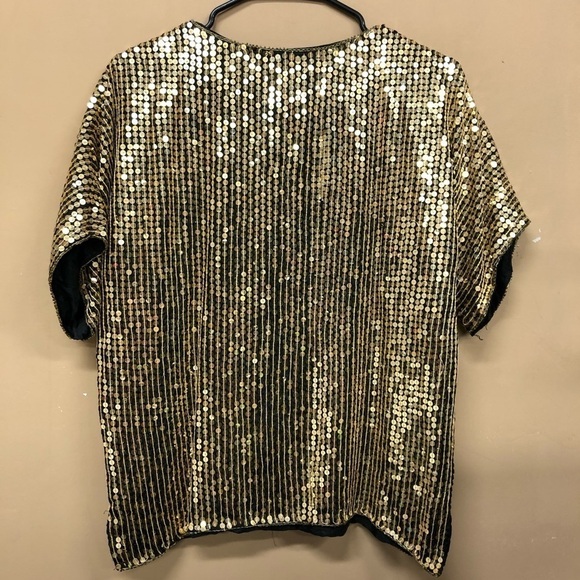Silk Beaded Sequin Party Cocktail Drag Blouse - Picture 2 of 6